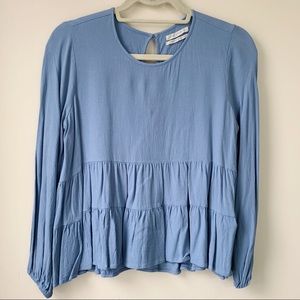 Urban Outfitters Blue Baby Doll Peplum Top